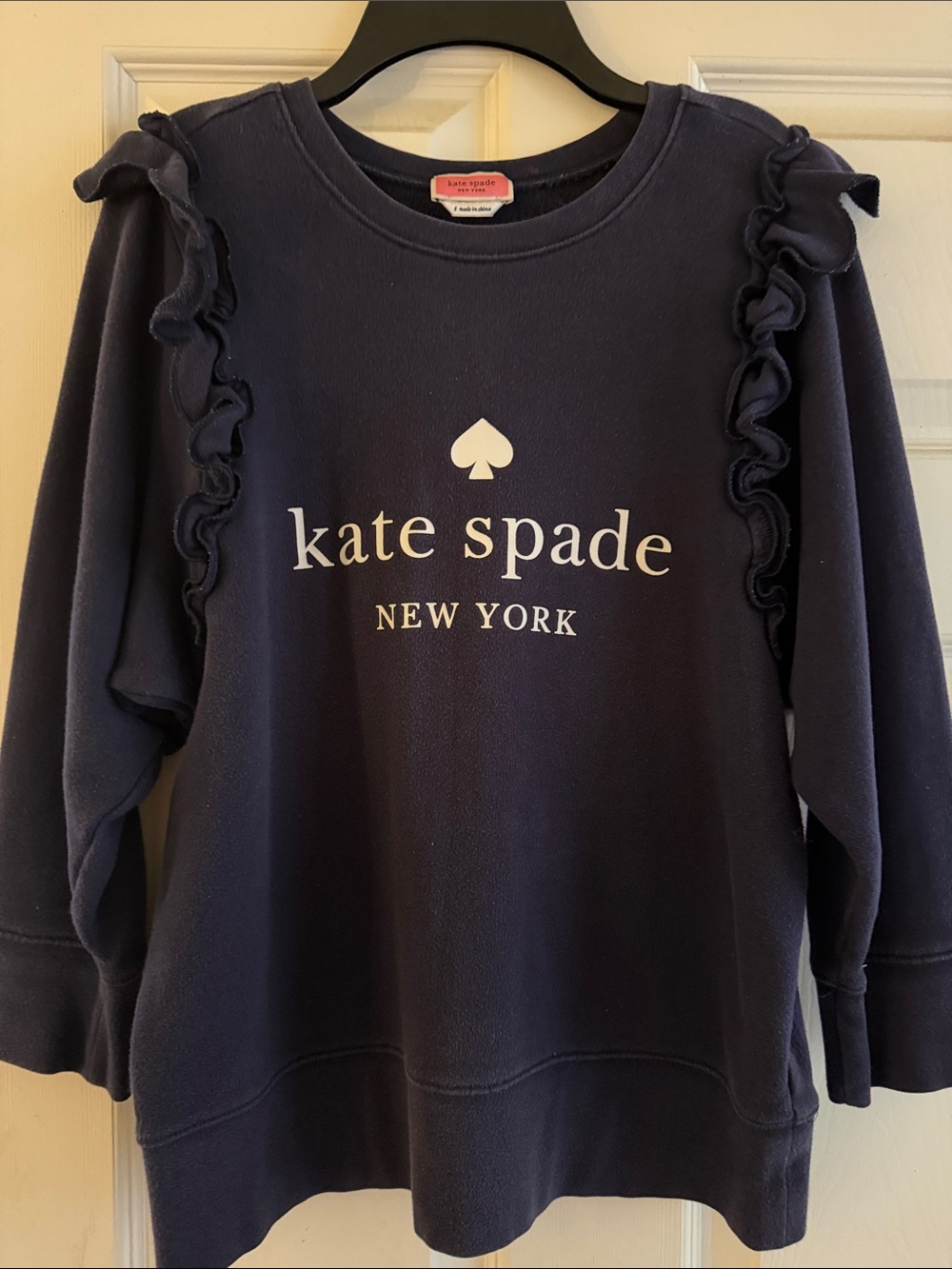kate spade navy ruffle sweatshirt size S